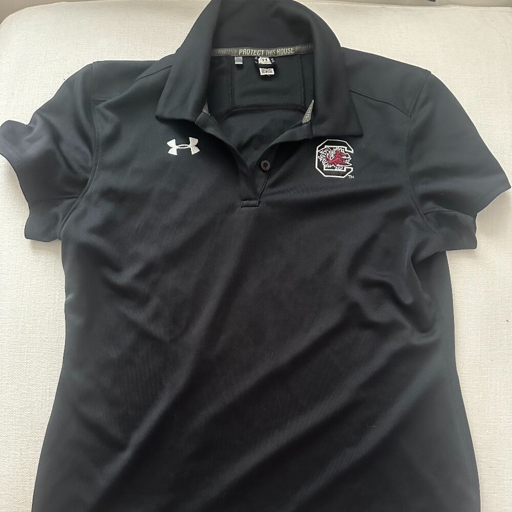 Women's South Carolina Gamecocks Black Golf Polo. Under Armour Size Medium